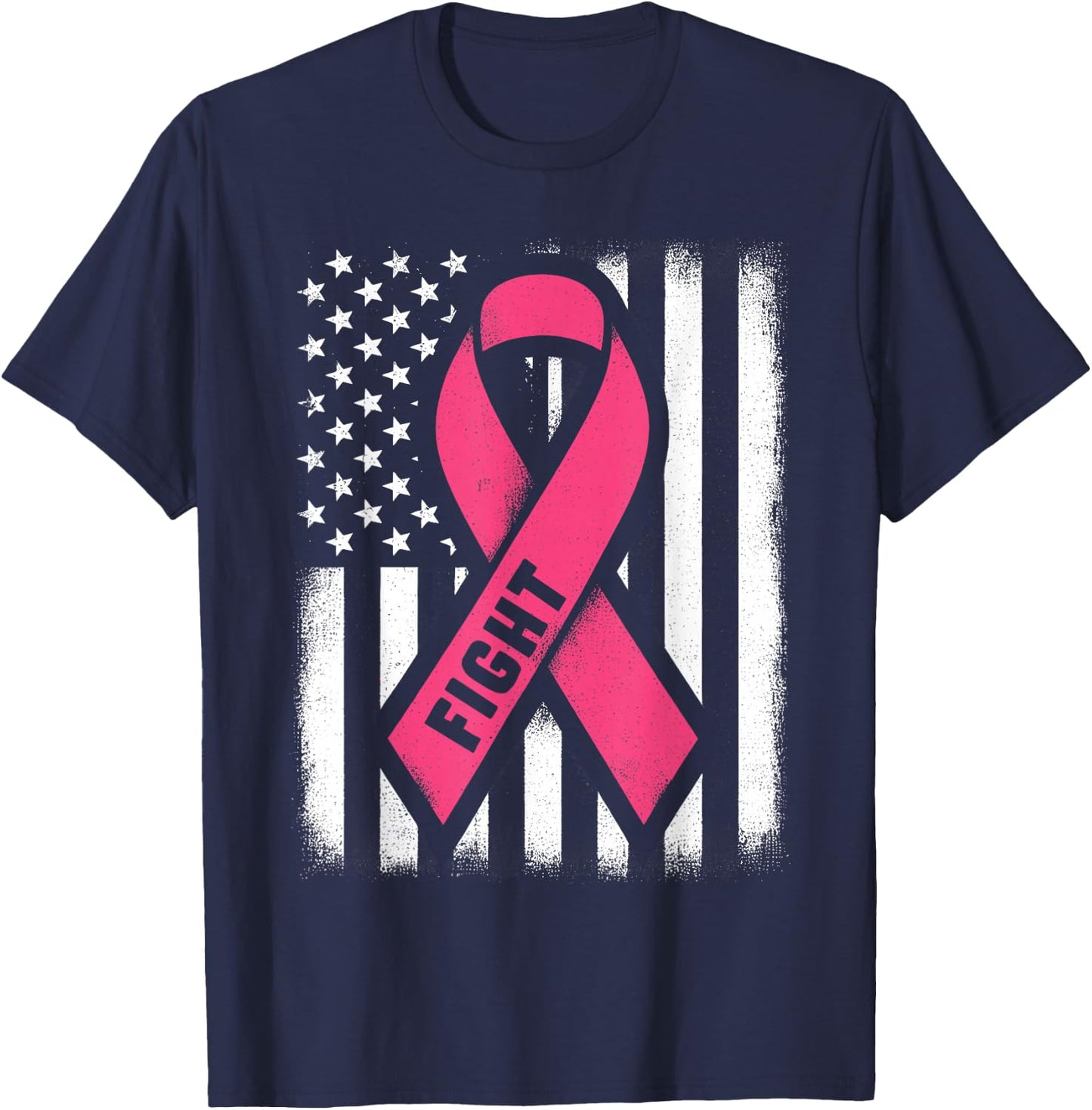 Fight Breast Cancer Shirts Breast Cancer Flag Shirt T-Shirt - T-Shirt | Navy