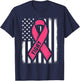 Fight Breast Cancer Shirts Breast Cancer Flag Shirt T-Shirt - T-Shirt | Navy