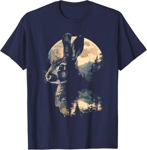 Rabbit Mountain Landscape Nature Wildlife T-Shirt - T-Shirt | Navy