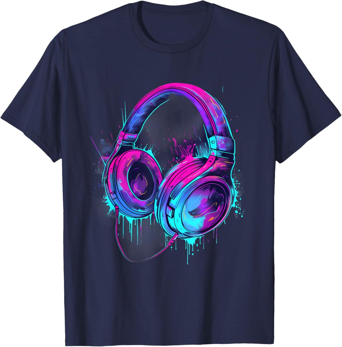 Headphones Music DJ Music Lover Music Headphones EDM Splash T-Shirt - T-Shirt | Navy