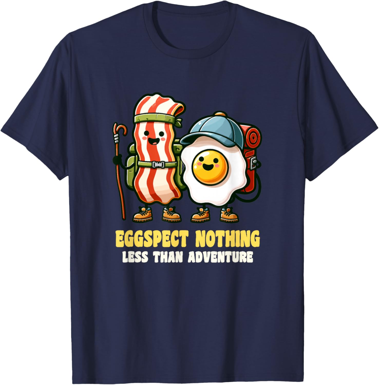 Bacon Egg And Cheese Funny Breakfast Eggspect T-Shirt - T-Shirt | Navy