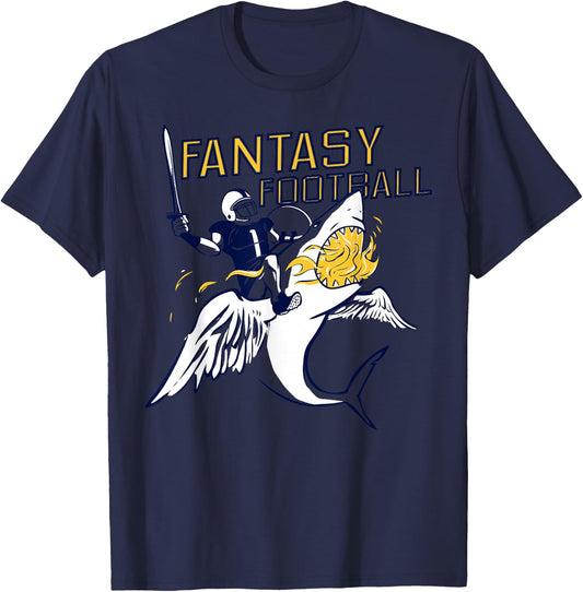 Fantasy Football Shark Funny Draft T-Shirt - T-Shirt | Navy