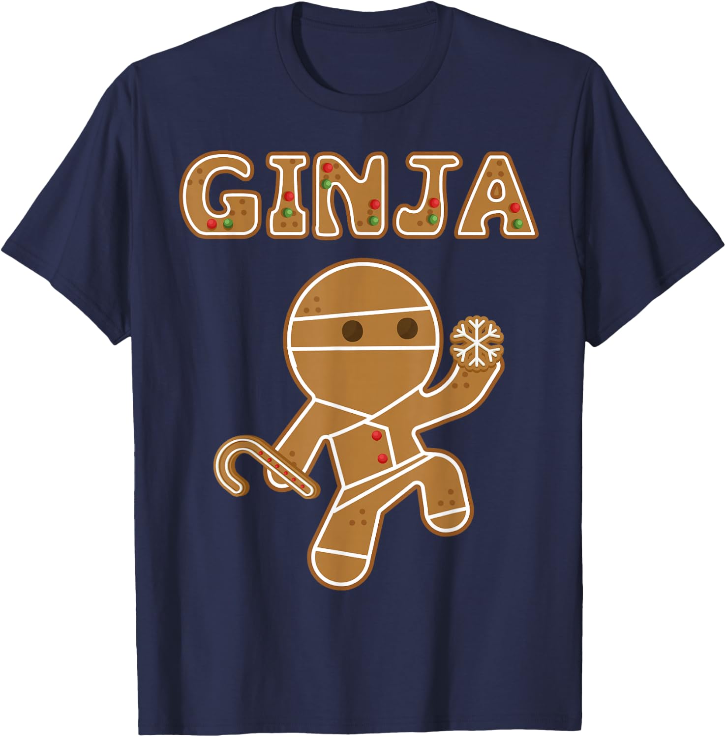 The Ginja | Funny Gingerbread Man Ginger Gift Bake Off T-Shirt - T-Shirt | Navy