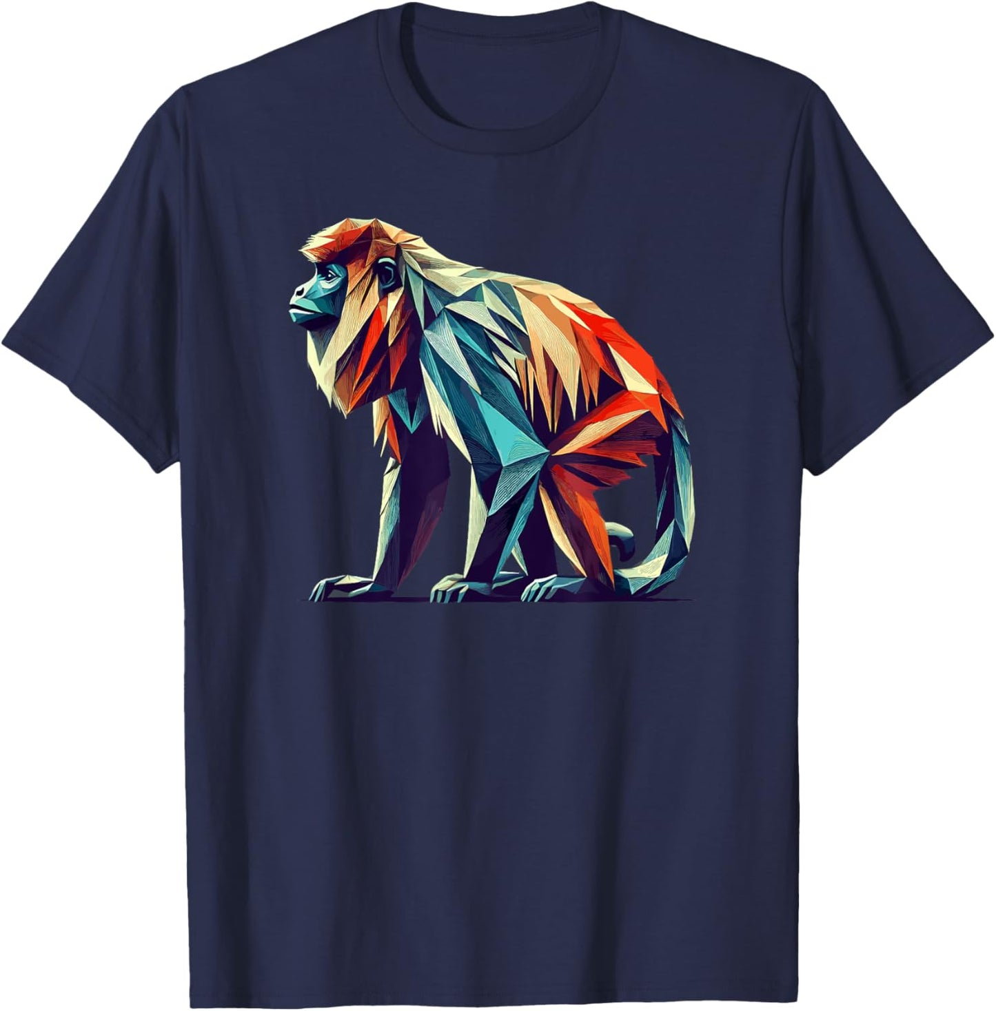 Geometric Art Howler Monkey T-Shirt - T-Shirt | Navy