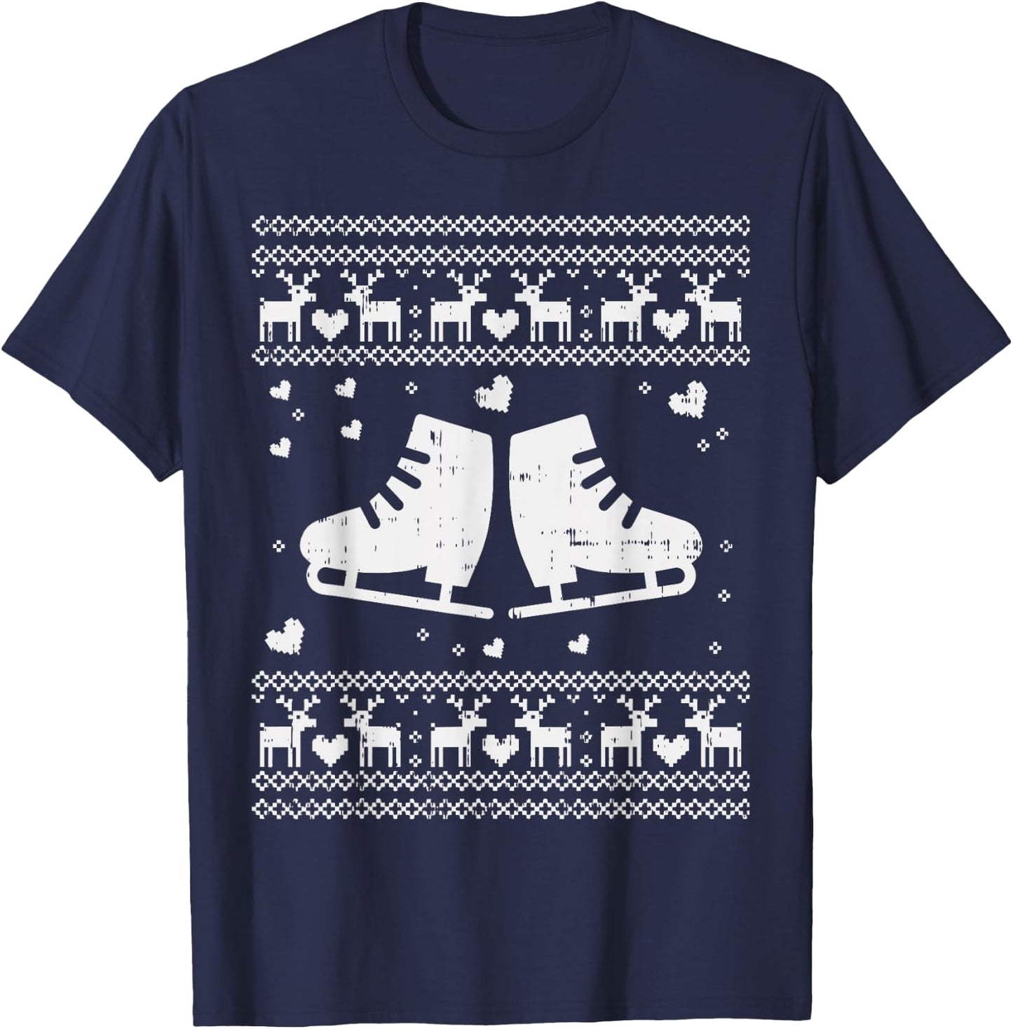 Ugly Christmas Ice Skater Shirt Skate Skating Shoe Girl Gift T-Shirt - T-Shirt | Navy