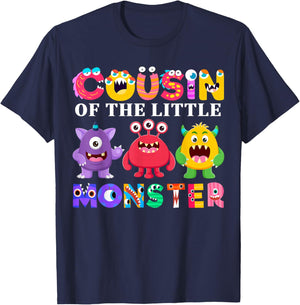 Cousin Of The Little Monster Birthday Party Family Monster T-Shirt - T-Shirt | Navy