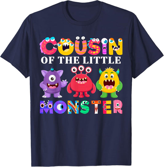 Cousin Of The Little Monster Birthday Party Family Monster T-Shirt - T-Shirt | Navy
