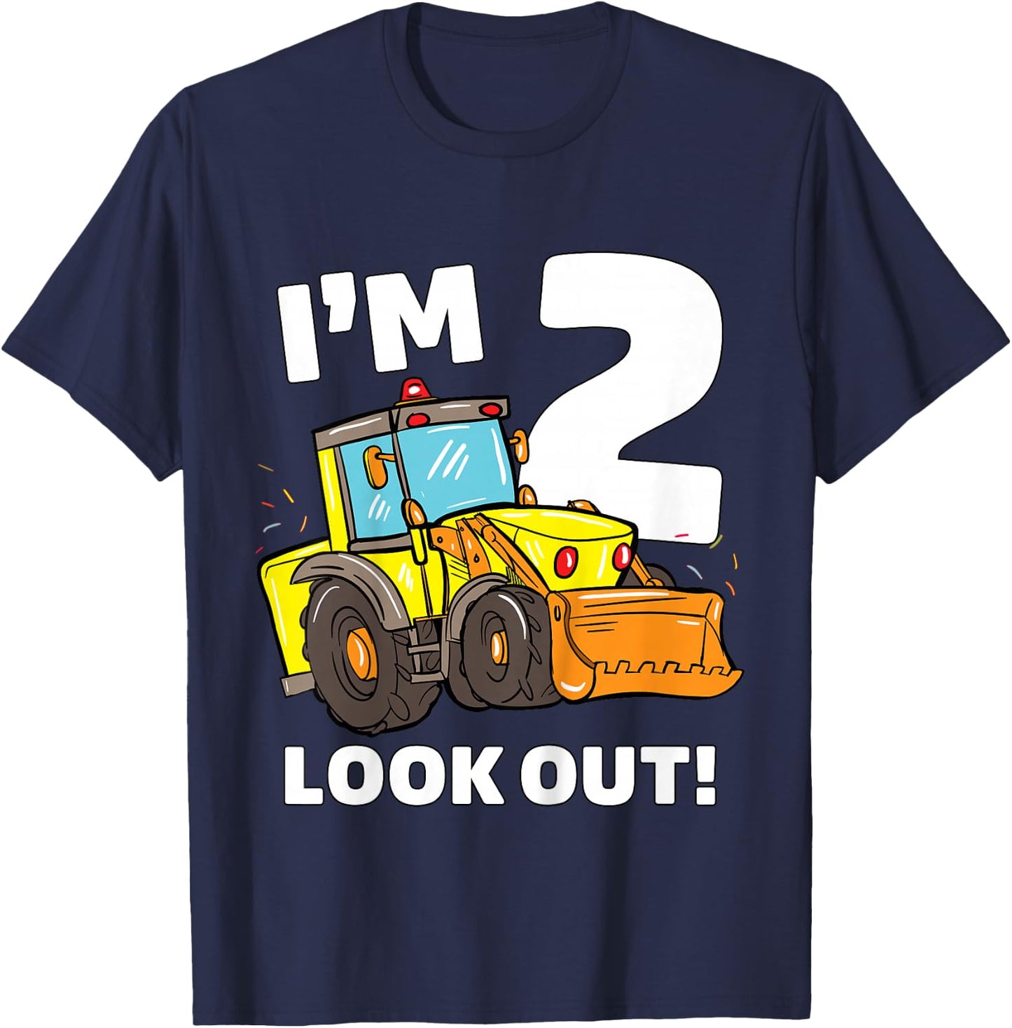 Kids Construction Truck 2nd Birthday Boy 2 Two Bulldozer T-Shirt - T-Shirt | Navy
