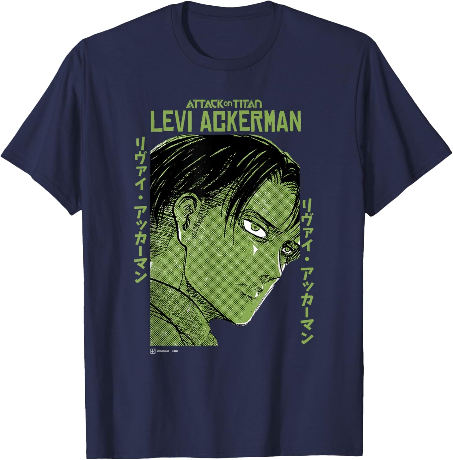 Attack on Titan Levi Ackerman Japanese Manga Face Portrait T-Shirt - T-Shirt | Navy