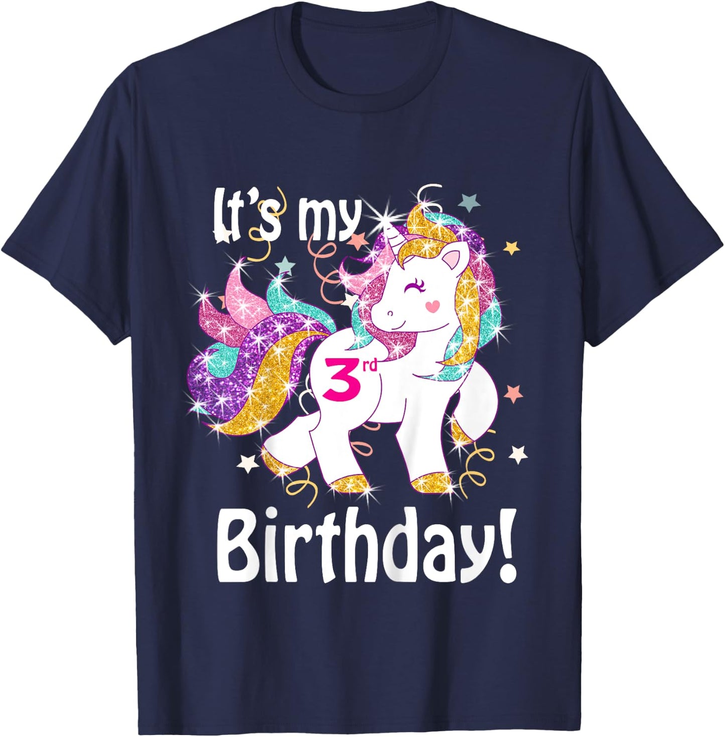 Its my 3rd Birthday (3 year old) unicorn Birthday shirt gift T-Shirt - T-Shirt | Navy