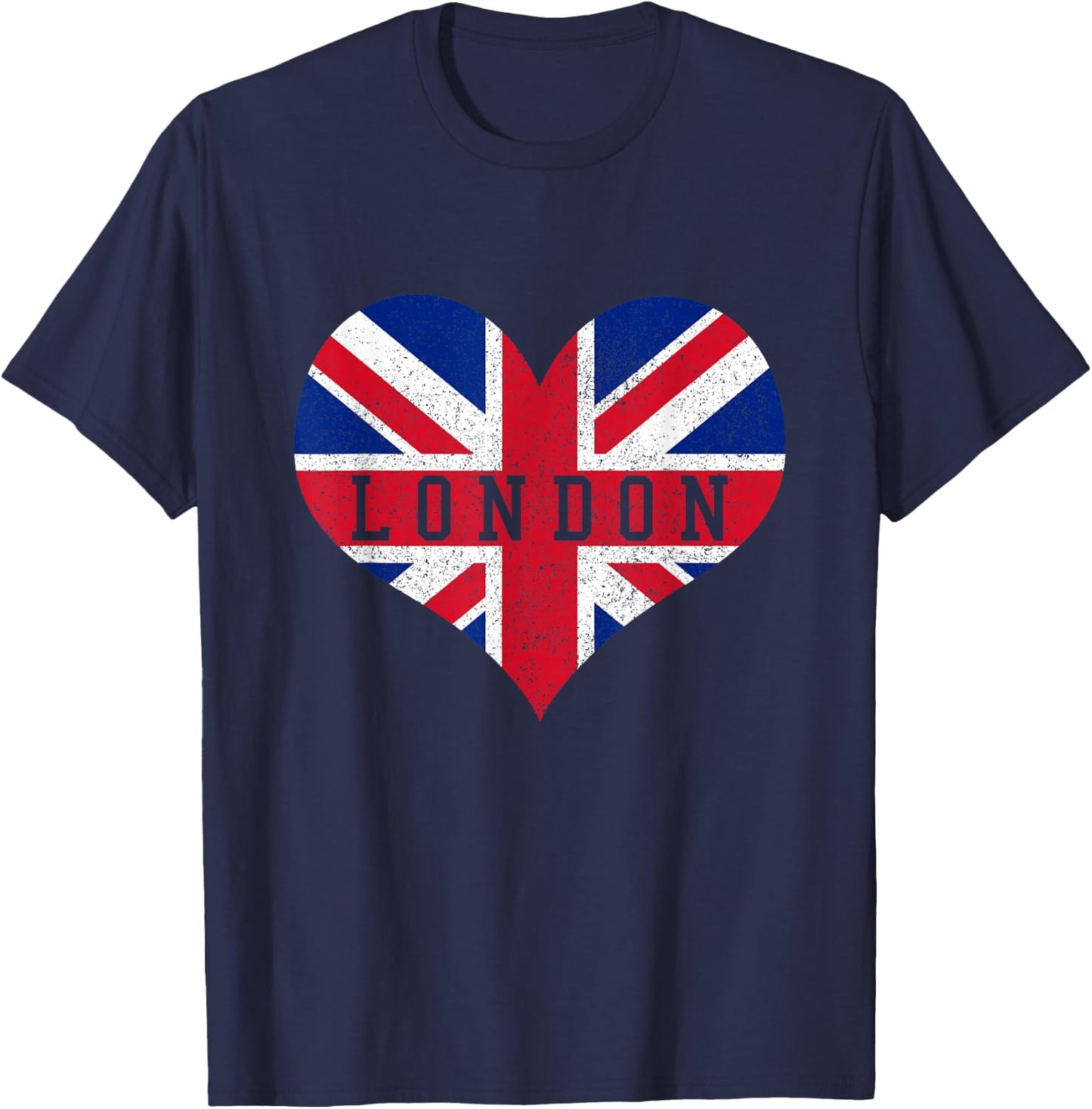 London - Heart Flag Union Jack UK England Souvenir Gift T-Shirt - T-Shirt | Navy