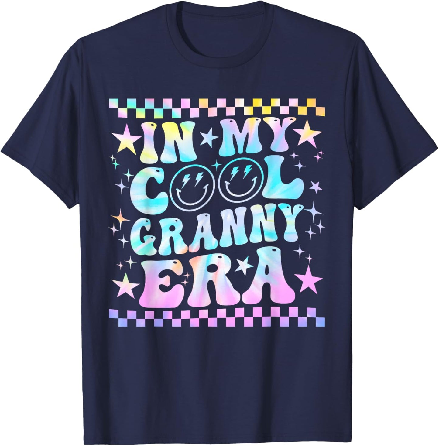 Tie Dye Groovy In My Cool Granny Era Funny Family T-Shirt - T-Shirt | Navy