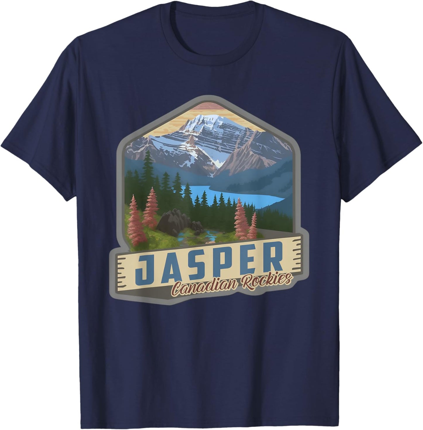 Jasper National Park Canadian Rockies US Parks Camping T-Shirt - T-Shirt | Navy