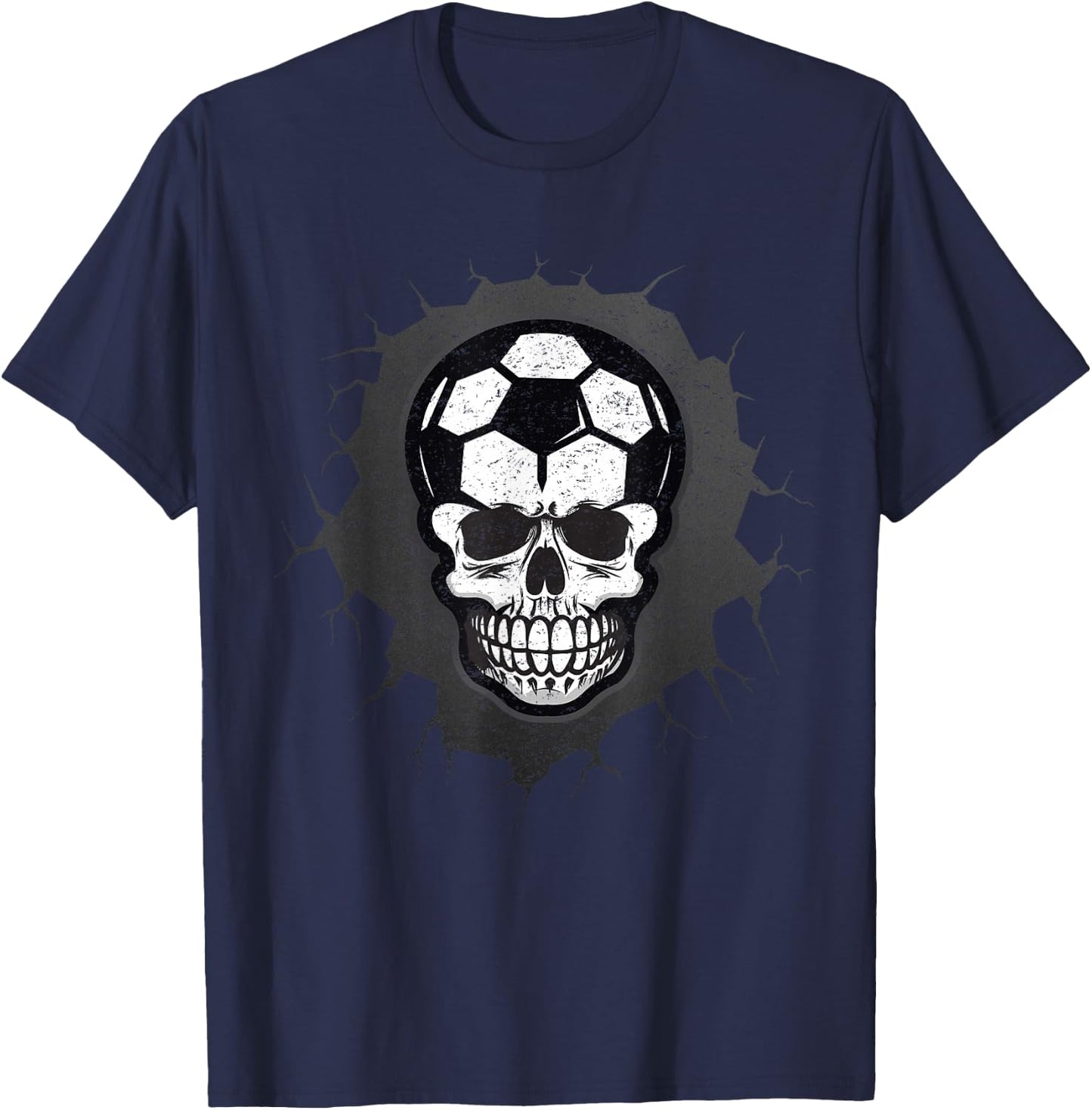 Soccer Skull Halloween, Skeleton Sporty Athlete T-Shirt - T-Shirt | Navy