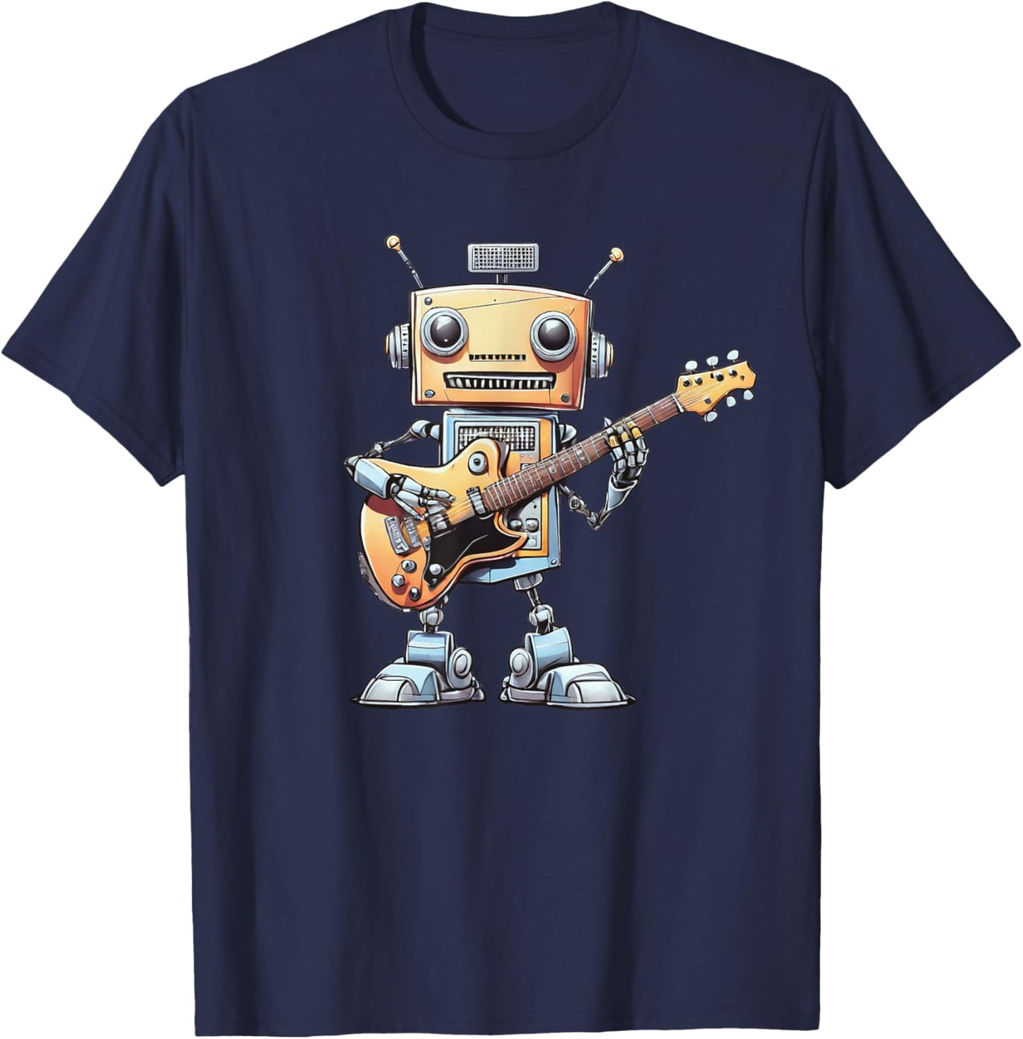 Funny Guitarist Robot Guitar Player Musician Robotics Gift T-Shirt - T-Shirt | Navy