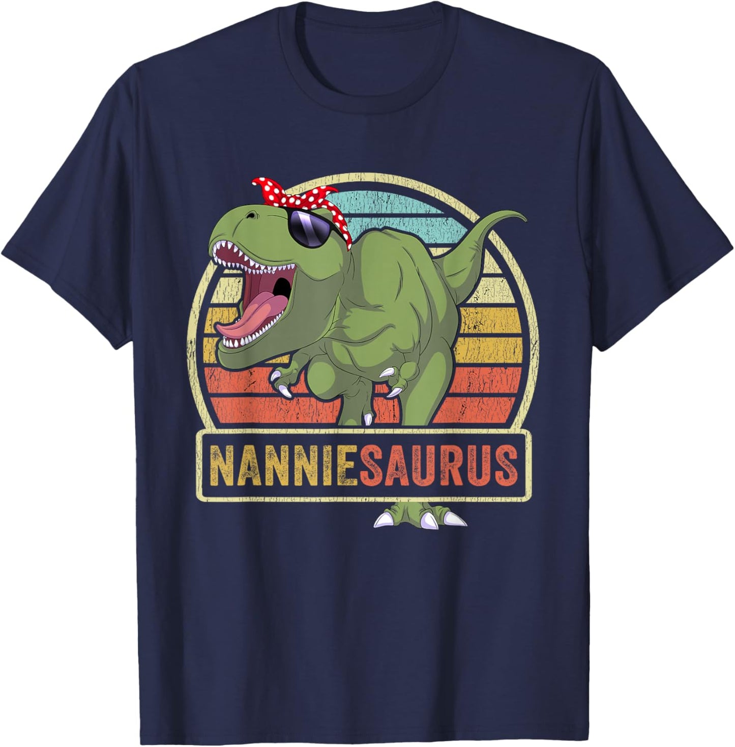 Nanniesaurus Dinosaur Nannie Saurus Family Matching T-Shirt - T-Shirt | Navy