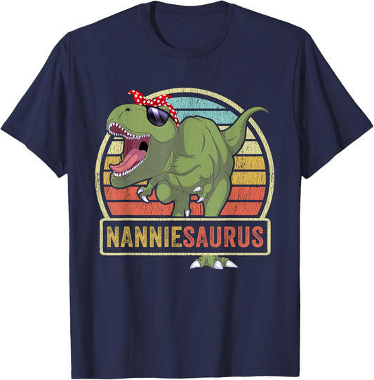 Nanniesaurus Dinosaur Nannie Saurus Family Matching T-Shirt - T-Shirt | Navy
