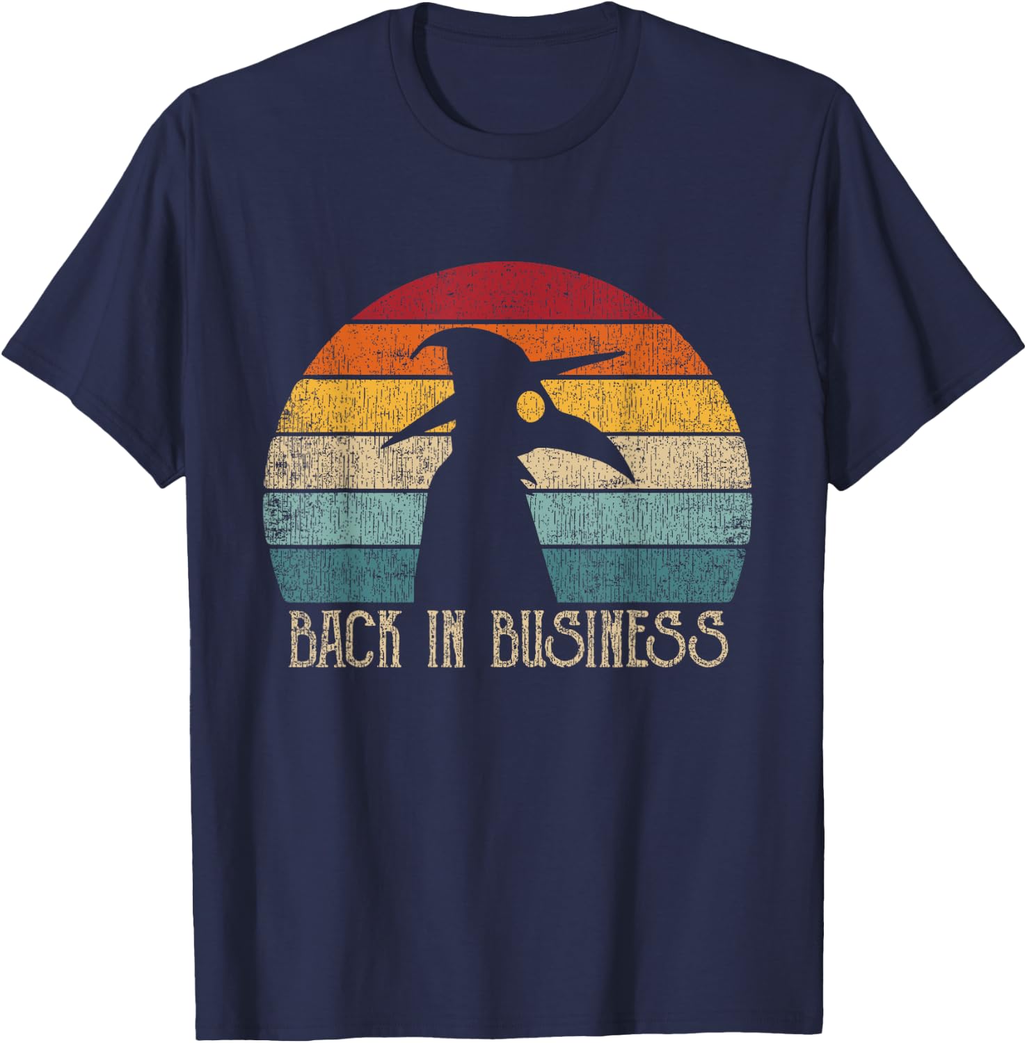 Vintage Plague Doctor Back In Business Retro T-Shirt - T-Shirt | Navy