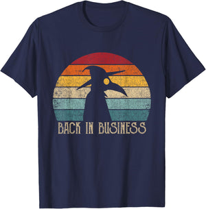 Vintage Plague Doctor Back In Business Retro T-Shirt - T-Shirt | Navy
