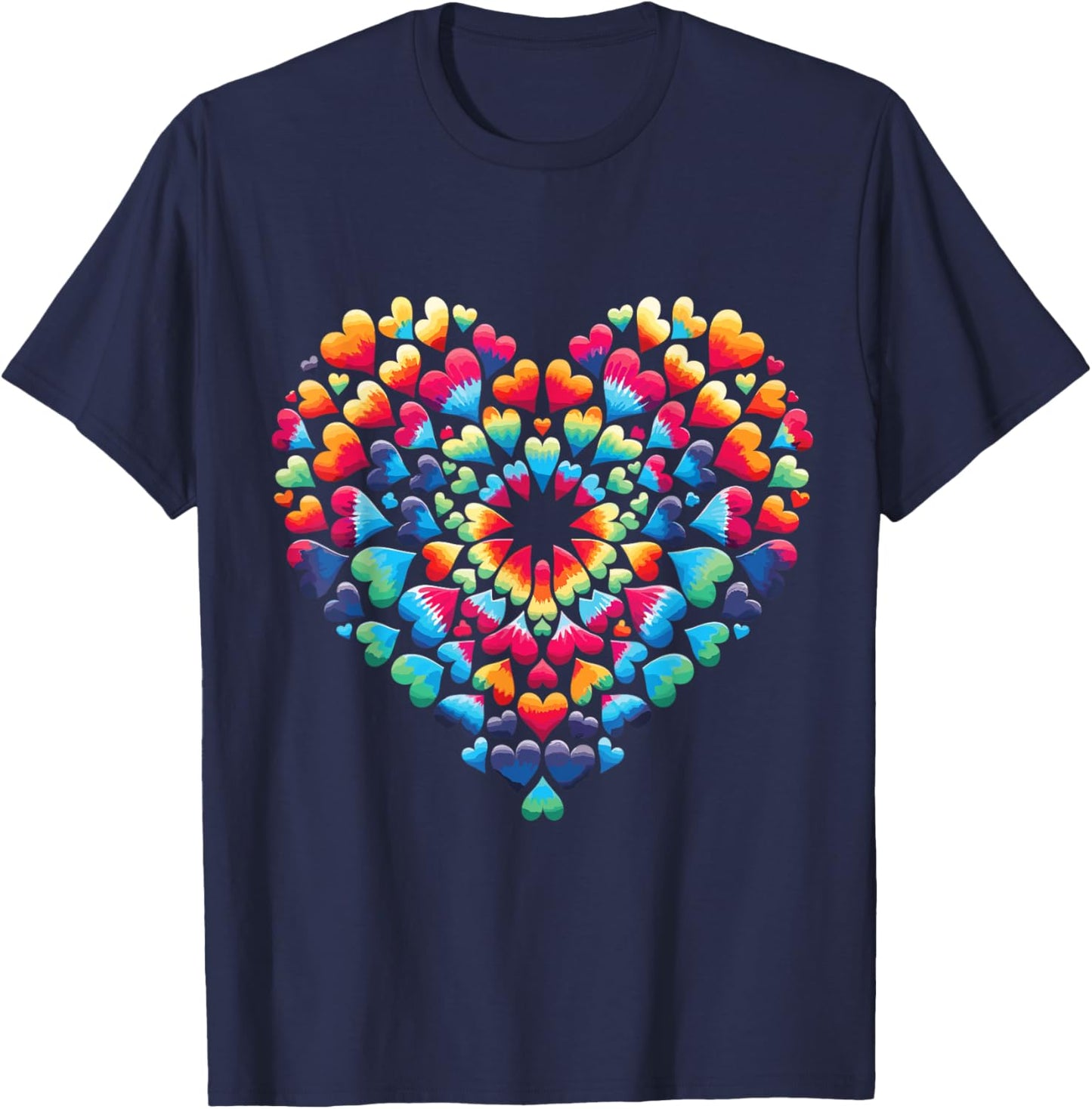 Vibrant Heart Tie-Dye Explosion Colorful rainbow Love T-Shirt - T-Shirt | Navy