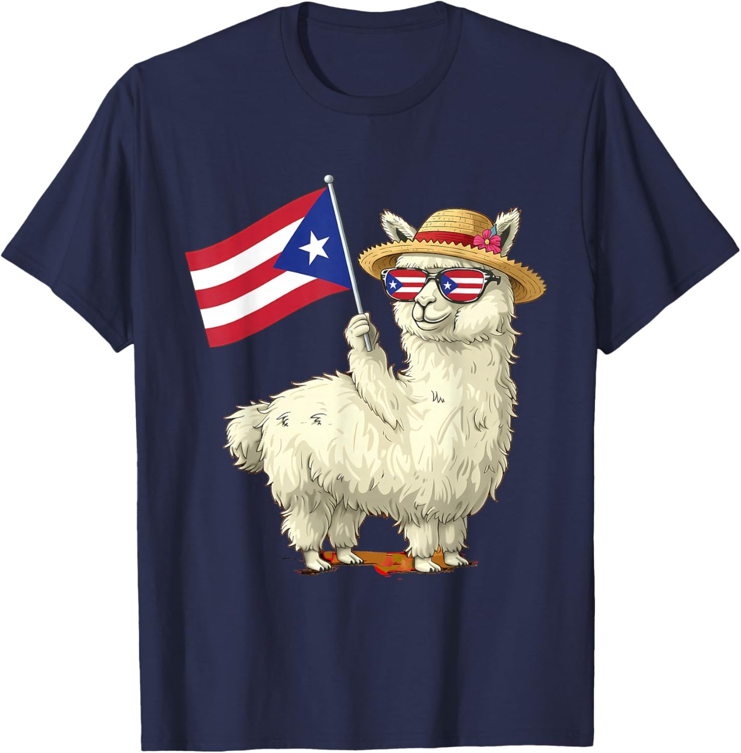 Puerto Rico Flag Llama Boricua Puerto Rican Flag Alpaca T-Shirt - T-Shirt | Navy