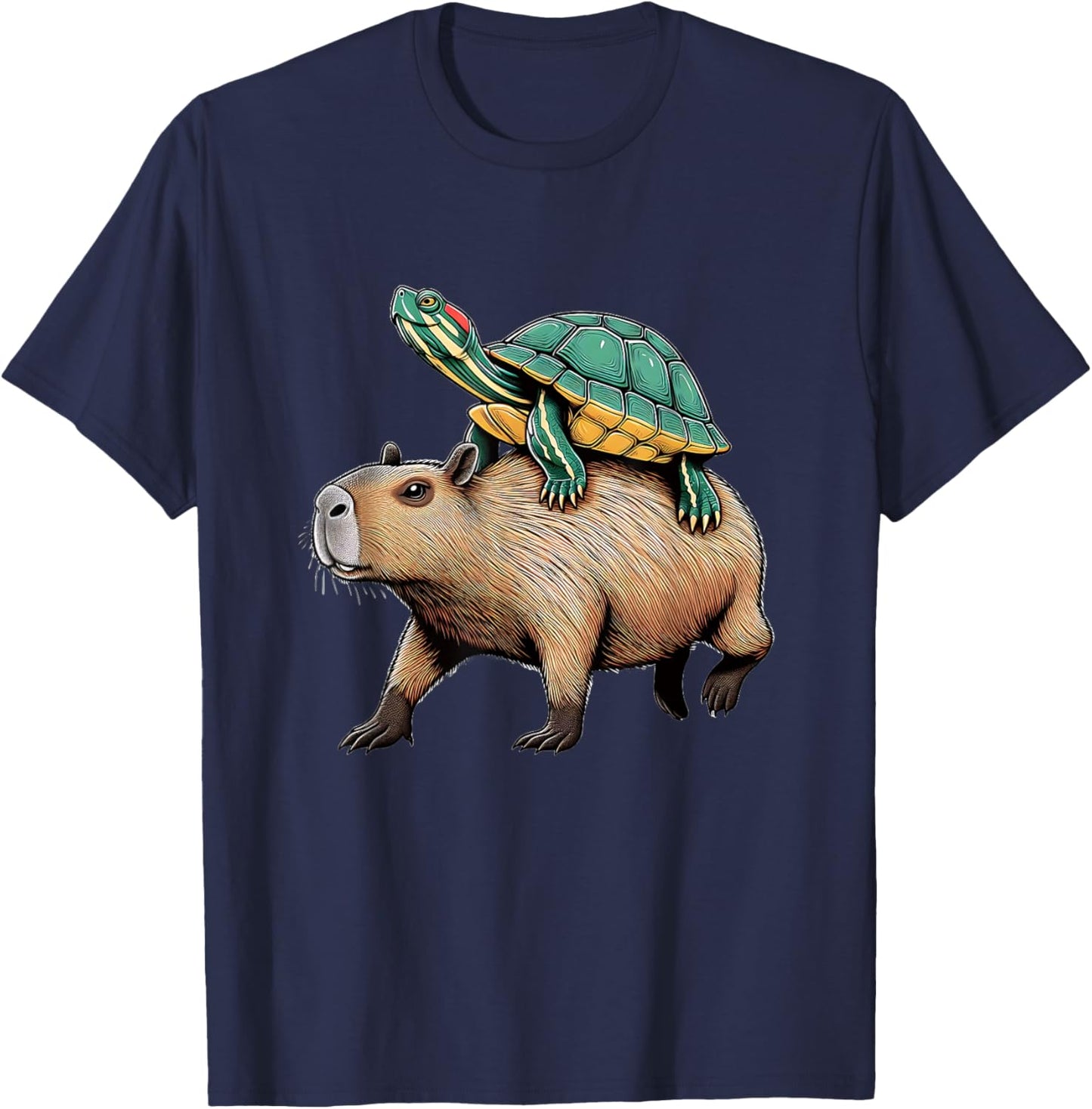 Turtle Riding Capybara T-Shirt - T-Shirt | Navy