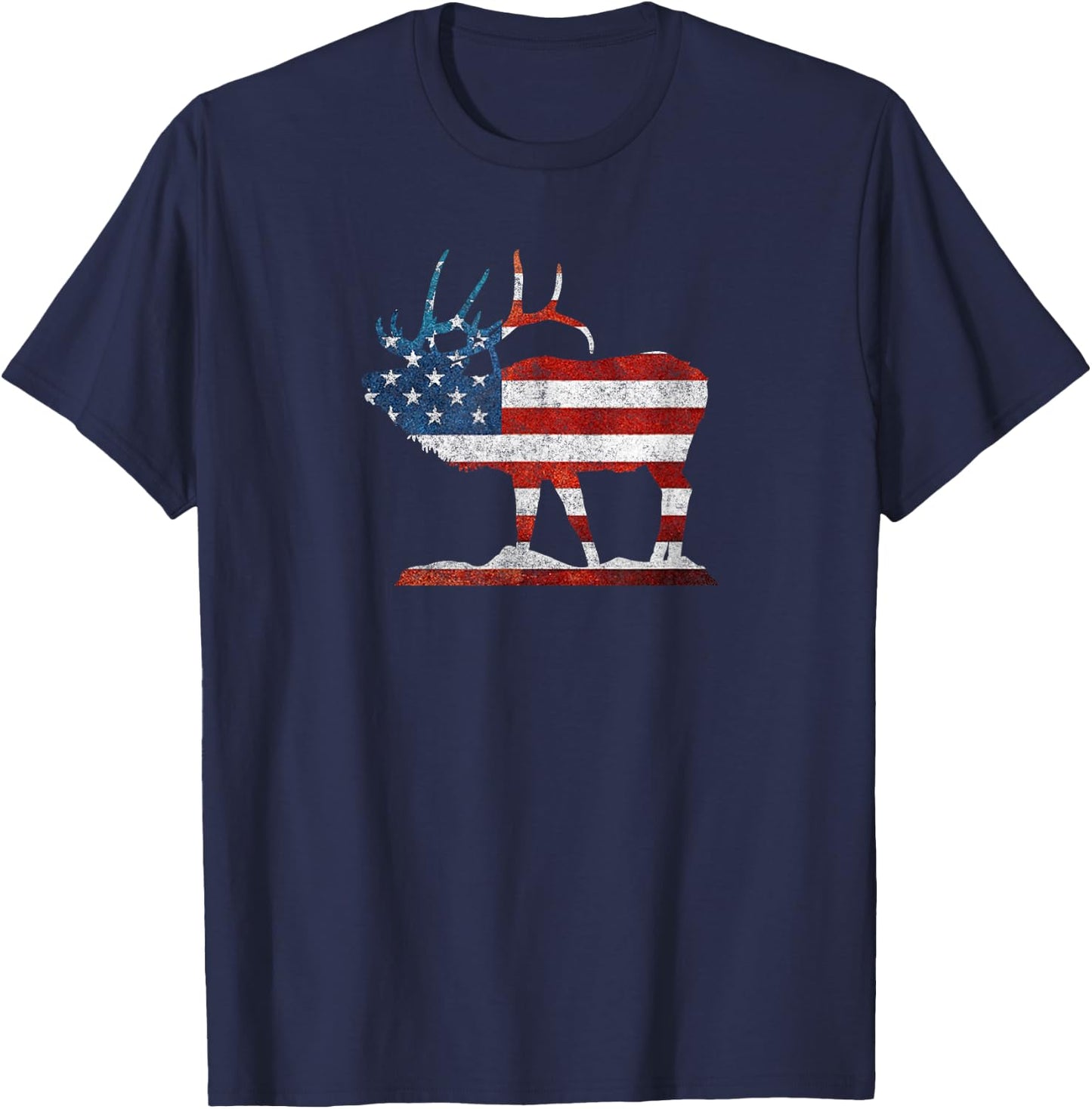 Vintage Bull Elk Shirt American Elk Hunting Gift T-Shirt - T-Shirt | Navy