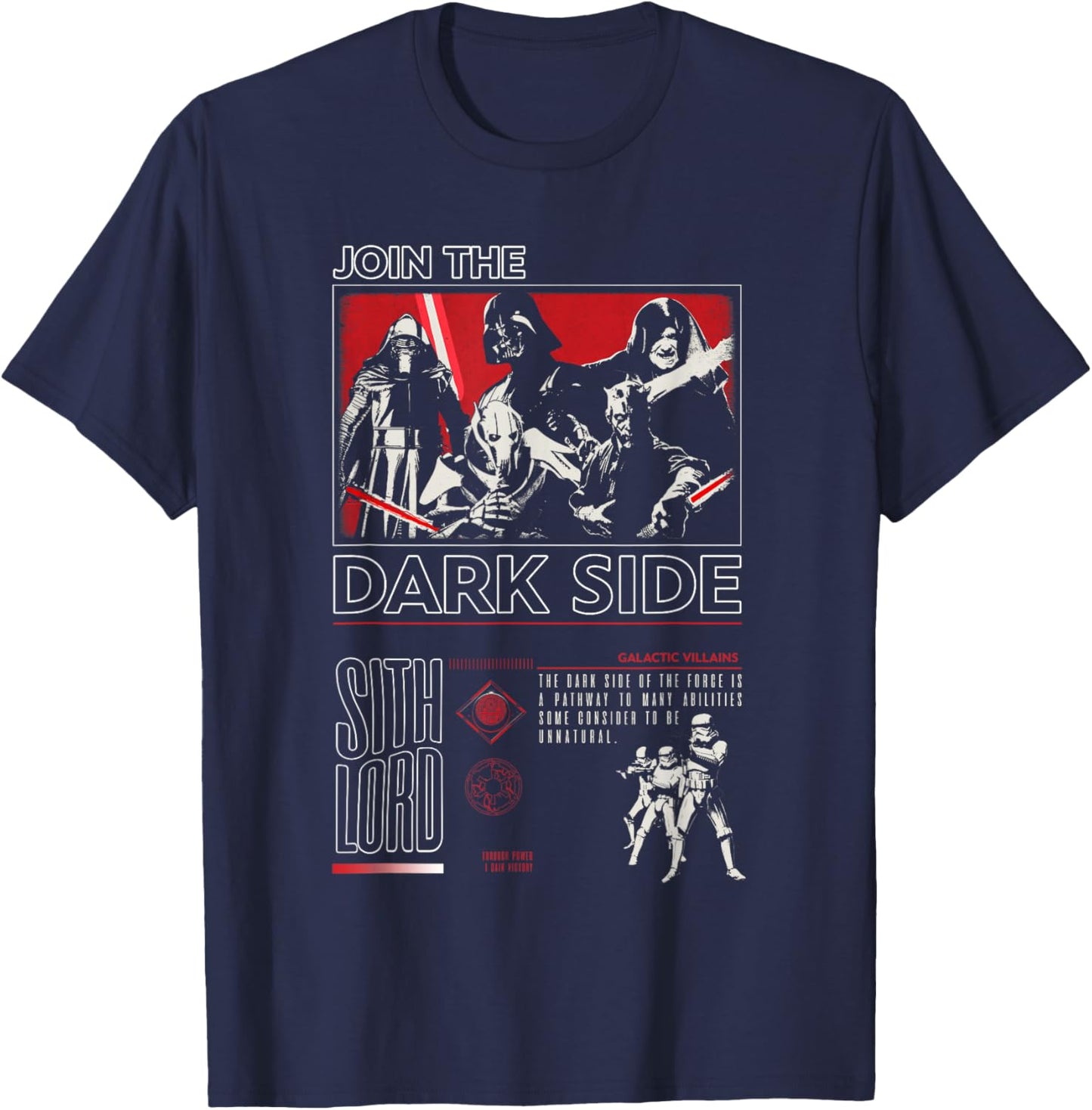 Star Wars Sith Lord Join The Dark Side Group Shot Propaganda T-Shirt - T-Shirt | Navy