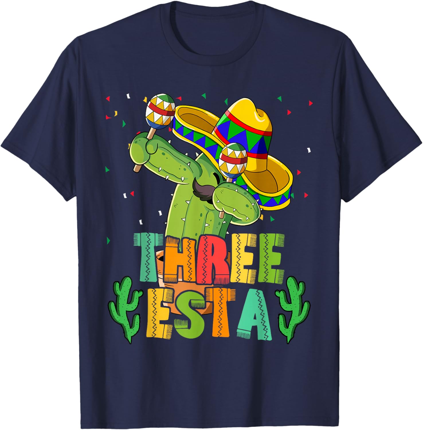 Mexican Themed Party 3rd Birthday Three Esta T-Shirt - T-Shirt | Navy