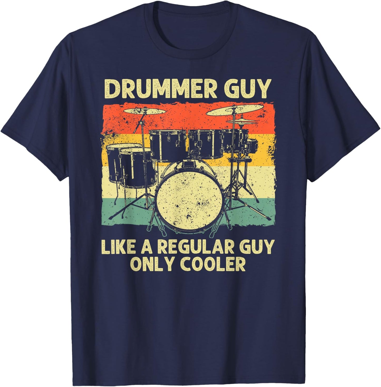 Funny Drumming Art Dad Drumline Drum Set Drummer T-Shirt - T-Shirt | Navy