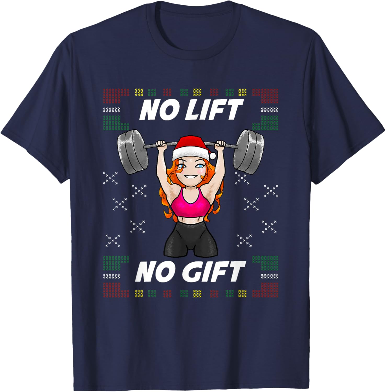 No Lift No Gift Gym Christmas Miss Santa Women T-Shirt - T-Shirt | Navy