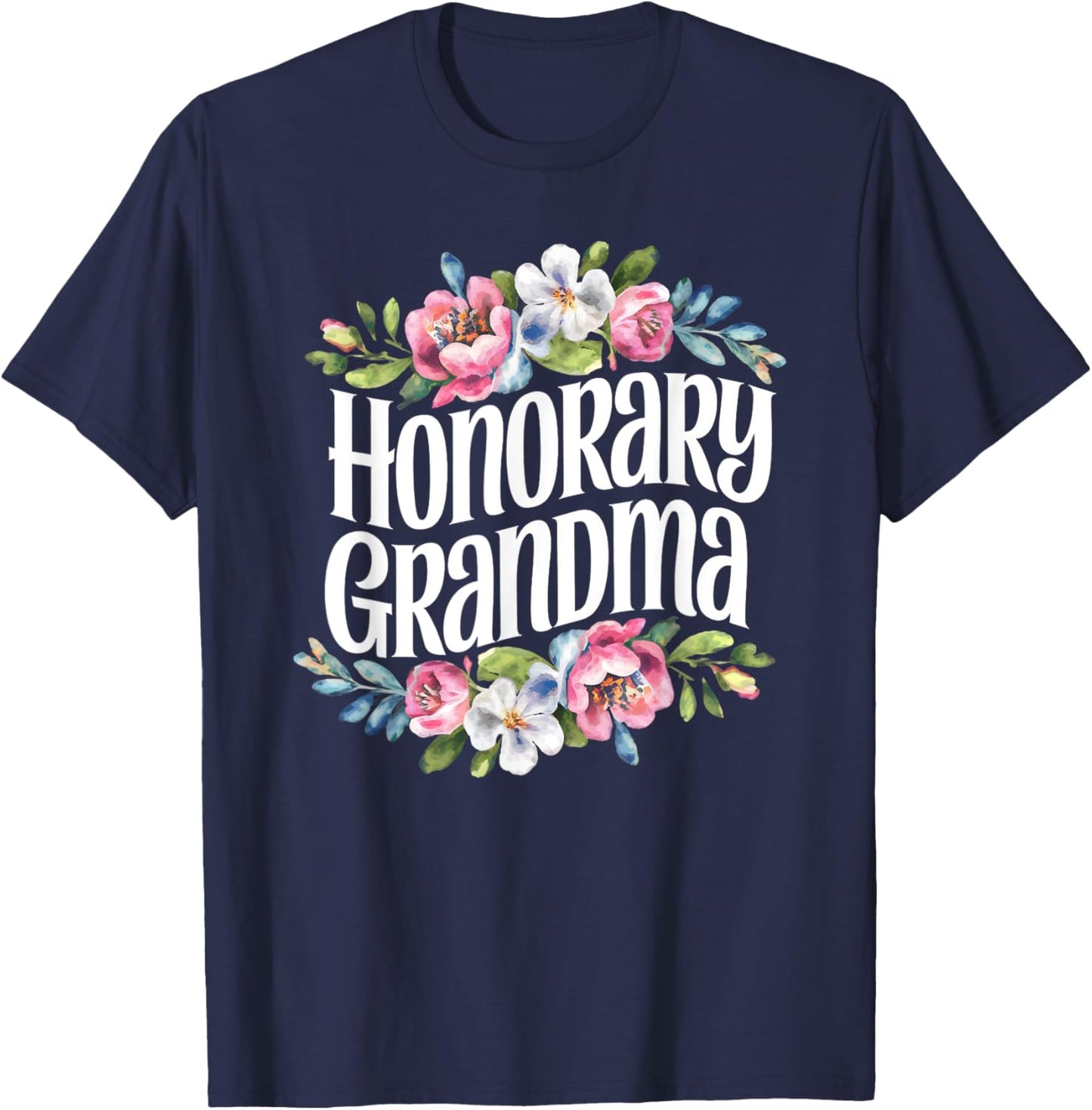 Honorary Grandma Floral T-Shirt - T-Shirt | Navy