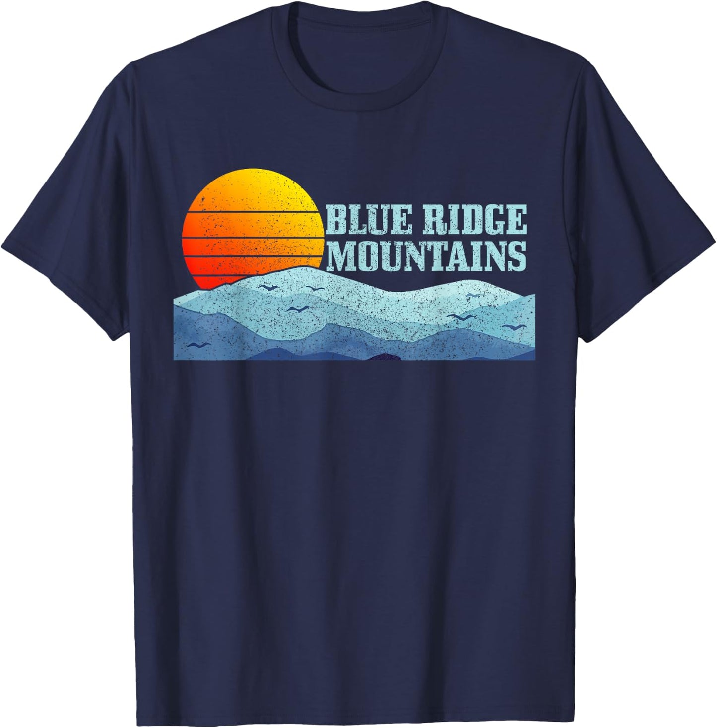 Blue Ridge Mountains Vintage Hiking Camping Gift T-Shirt - T-Shirt | Navy