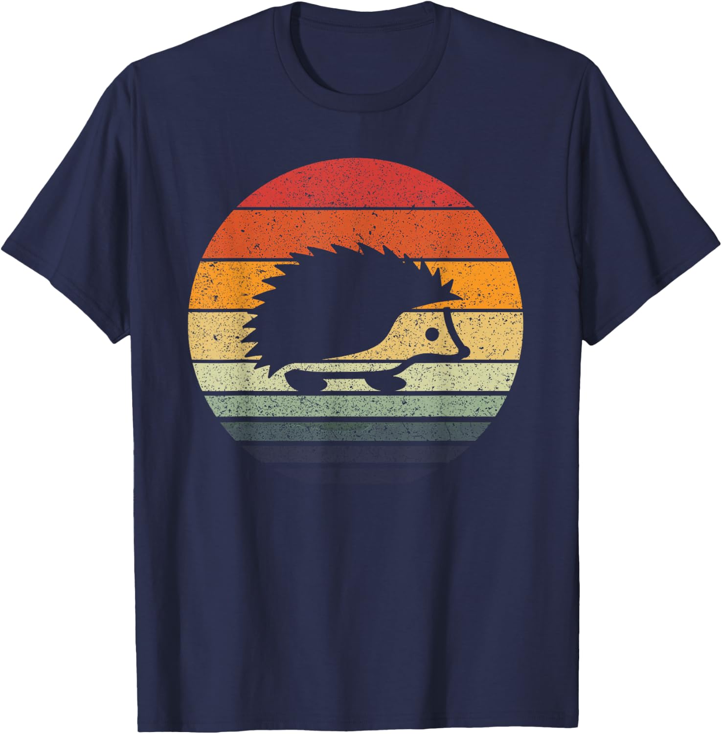 Vintage Retro Sunset Hedgehog T-Shirt - T-Shirt | Navy