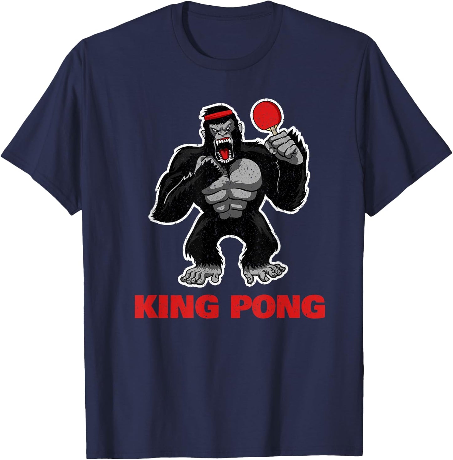 Vinta Table Tennis King Pong Funny Table Tennis King Spong T-Shirt - T-Shirt | Navy