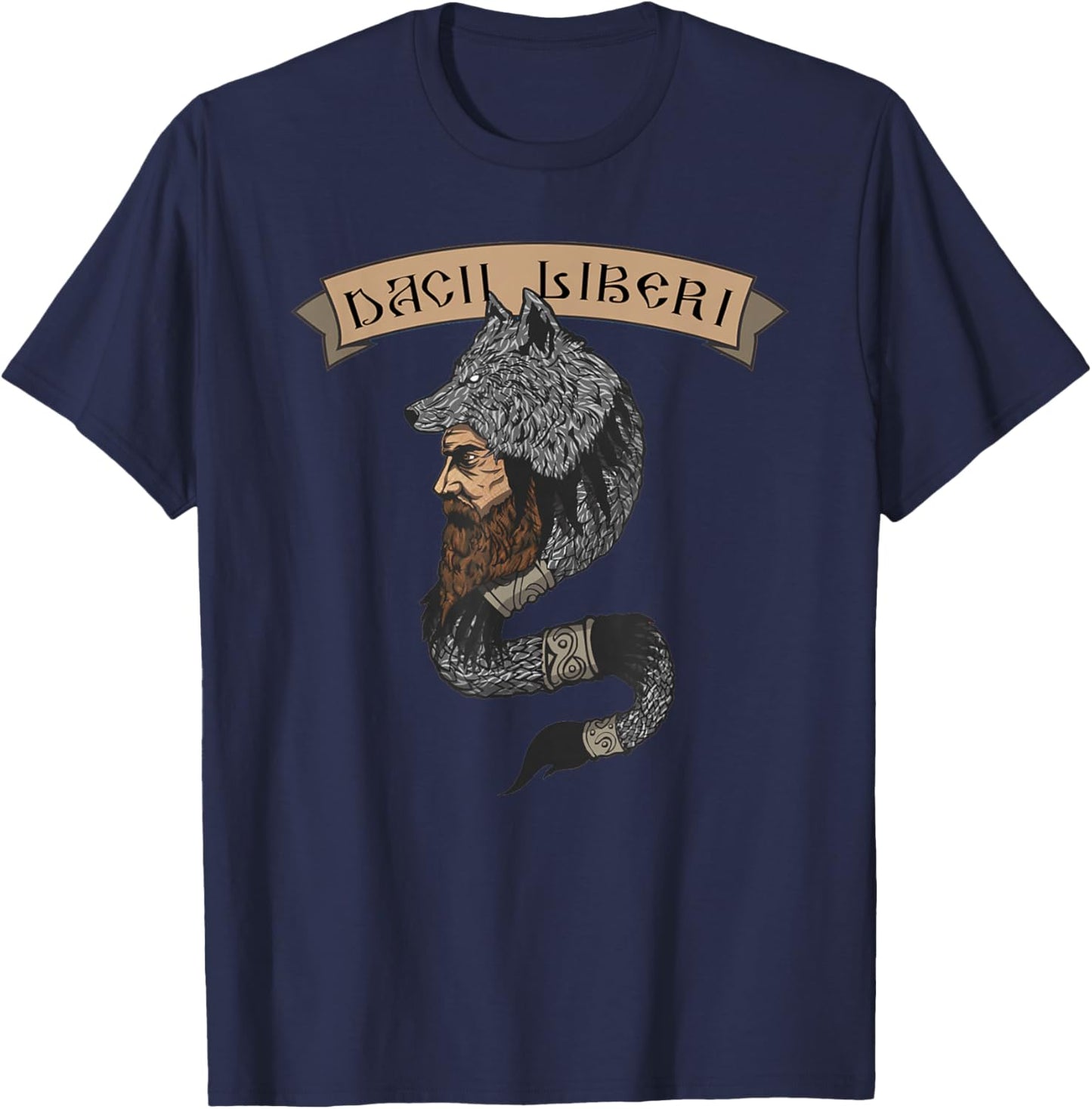 Free Dacians Dacii Liberi Decebal Wolf Flag Dacia Romania T-Shirt - T-Shirt | Navy