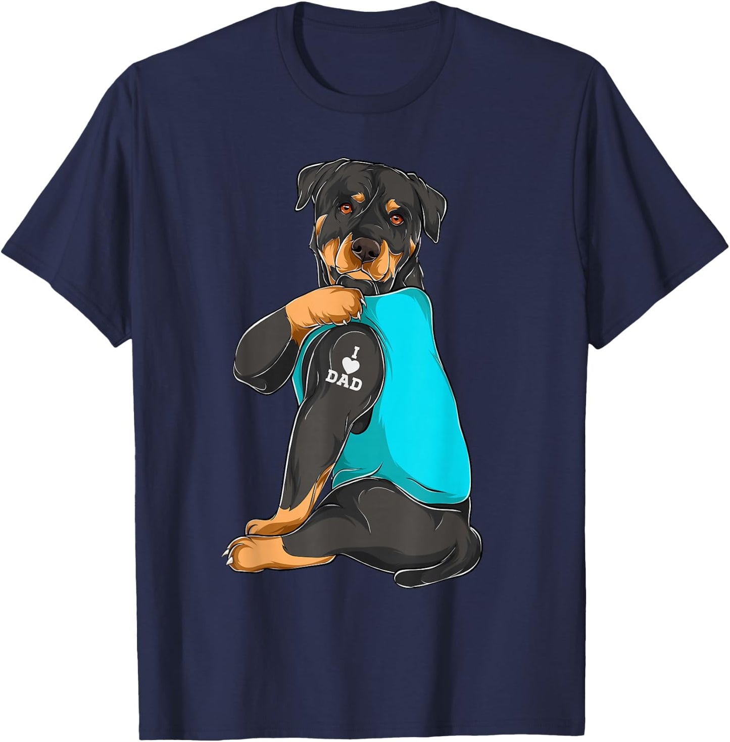 Rottweiler I Love Dad Tattoo Apparel, Dog Dad Gifts Dads T-Shirt - T-Shirt | Navy