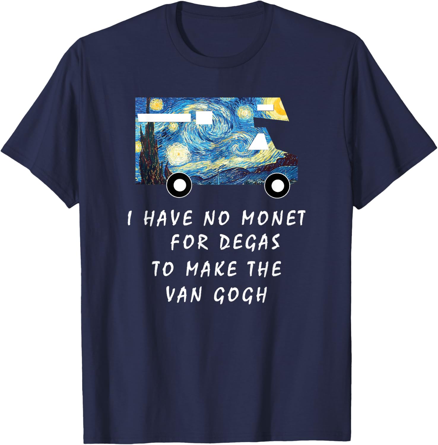 Van Gogh Road Trip T Shirt Funny Caravan Camping Gift T-Shirt - T-Shirt | Navy