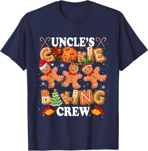Uncle's Xmas Cookie Baking Crew Three Santa Gingerbreads T-Shirt - T-Shirt | Navy