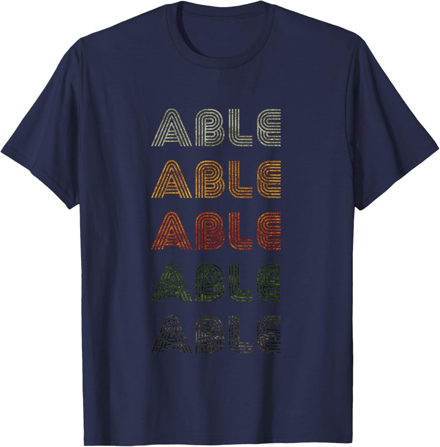 Love Heart Able Grunge Vintage Style Black Able T-Shirt - T-Shirt | Navy