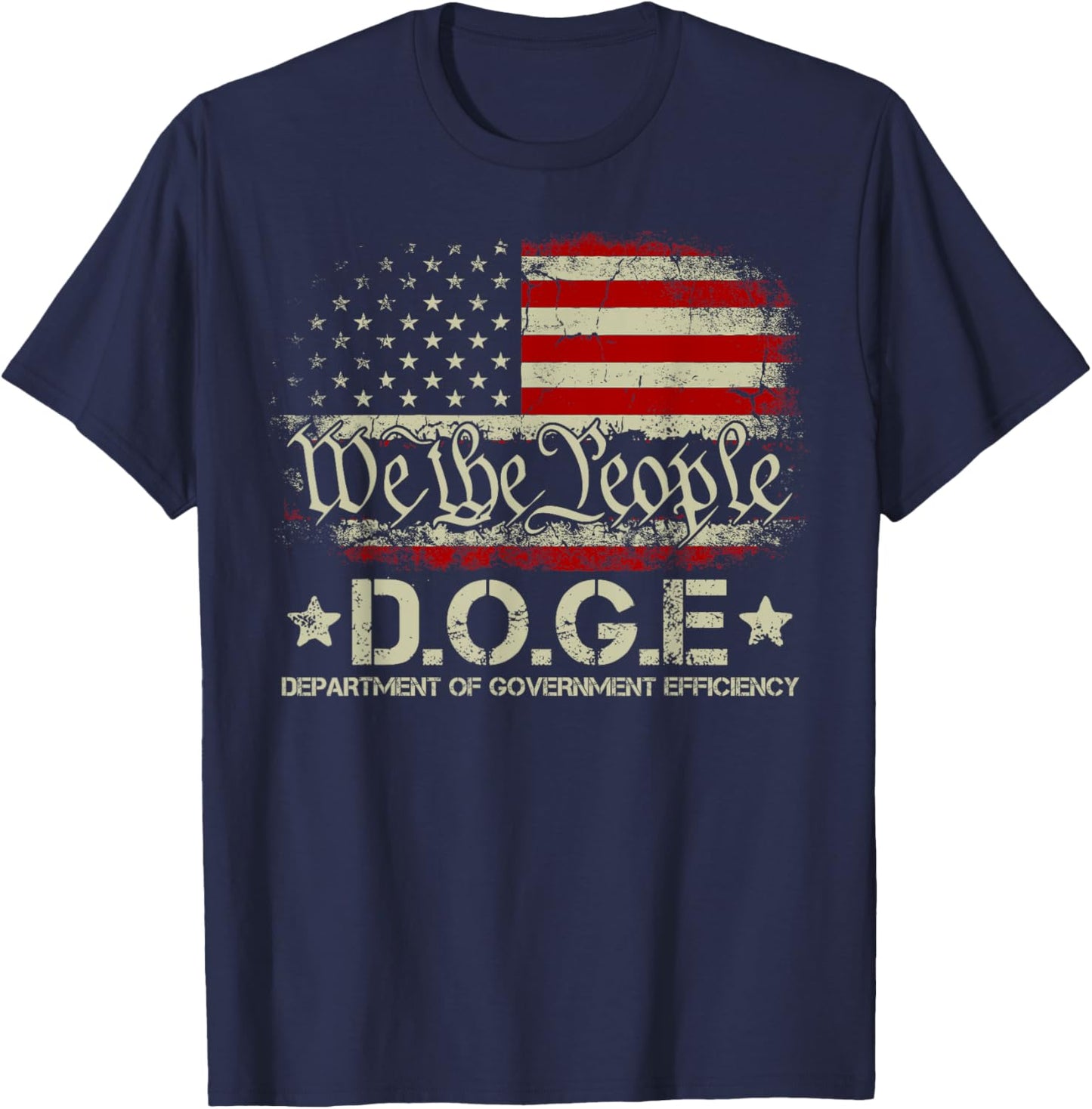 DOGE D.O.G.E. Department Of Government Efficiency US Flag T-Shirt - T-Shirt | Navy