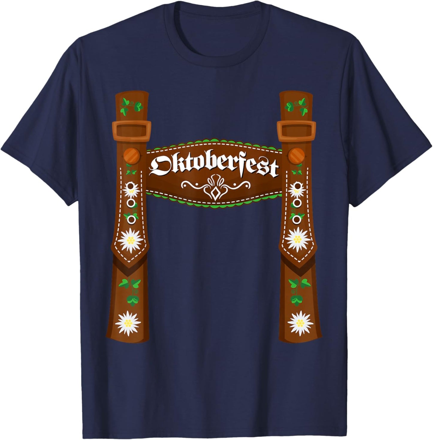 Oktoberfest Lederhosen Costume Cute German Bavarian Men Boys T-Shirt - T-Shirt | Navy