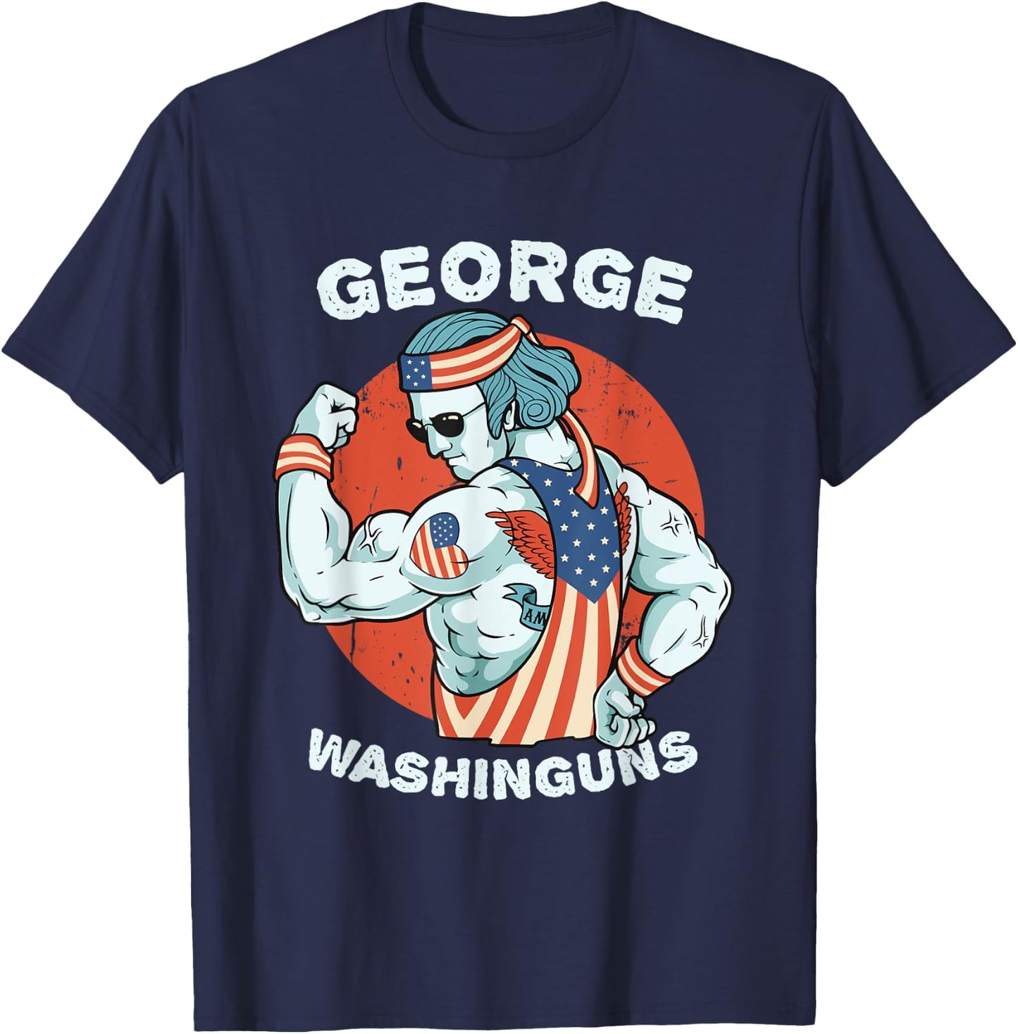 Funny George Washinguns Workout Patriotic 4th of July Men T-Shirt - T-Shirt | Navy