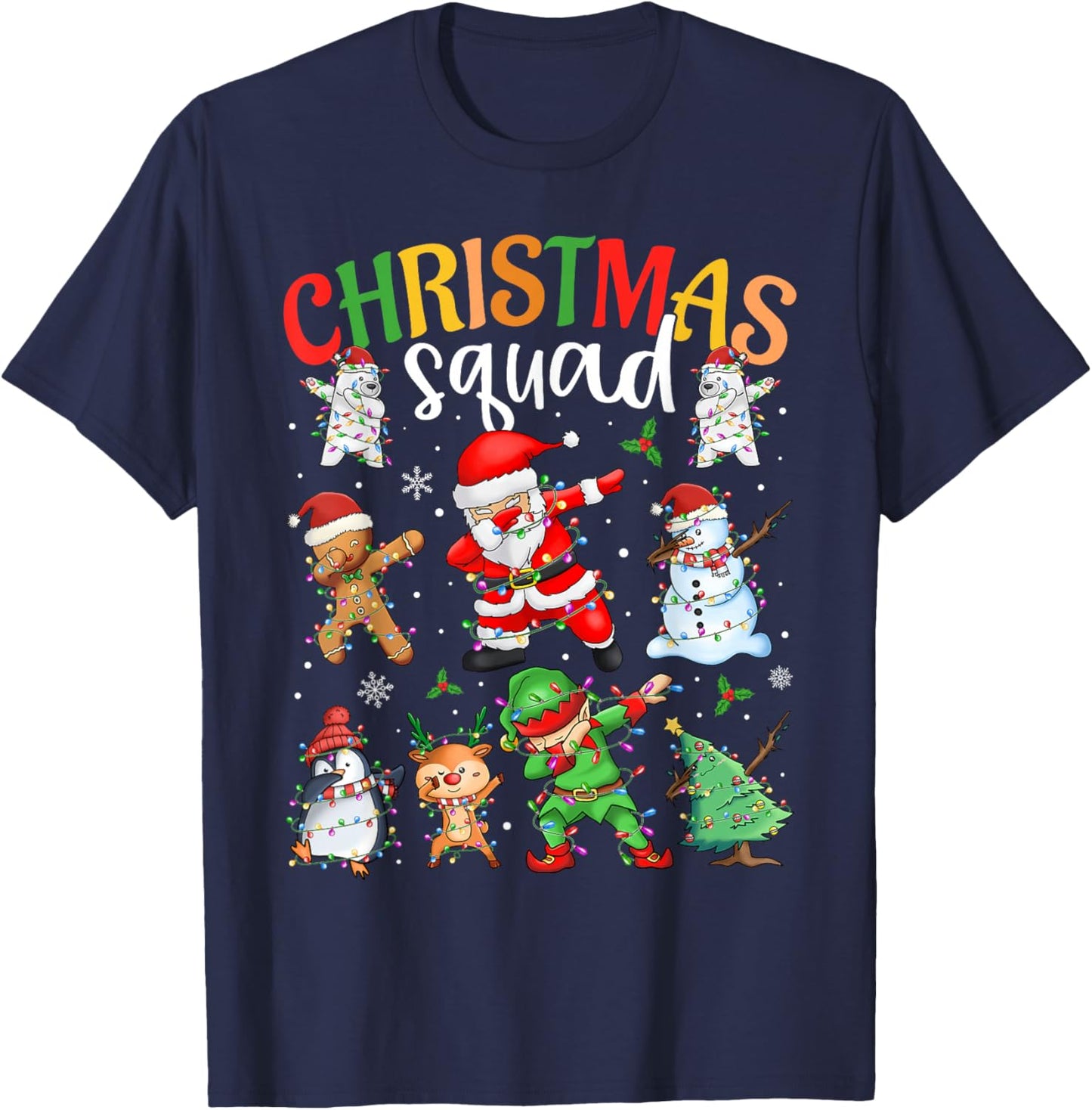 Christmas Squad Santa Dabbing Elf Family Matching Pajamas T-Shirt - T-Shirt | Navy