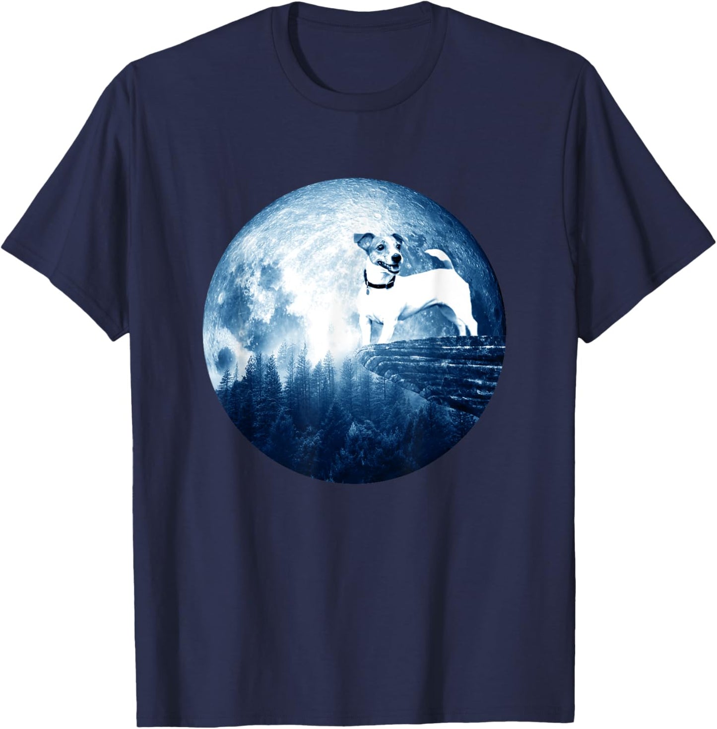 Jack Russell Terrier Dog Moon Dog Mom Dad Dog Lovers Women Kids T-Shirt - T-Shirt | Navy
