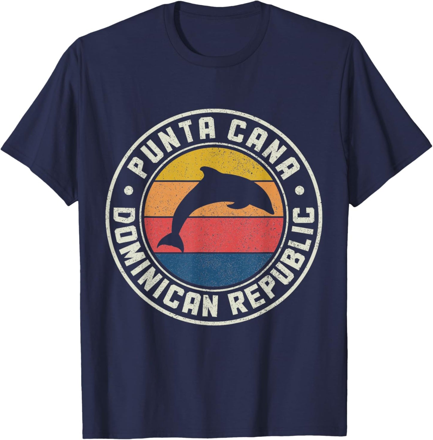 Punta Cana Dominican Republic Dolphin Souvenir Vintage T-Shirt - T-Shirt | Navy