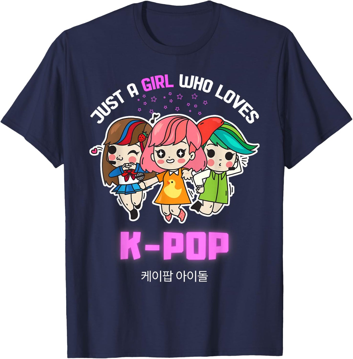 Just A Girl Who Loves K-Pop Gift Teen Girls K-Pop Merch T-Shirt - T-Shirt | Navy
