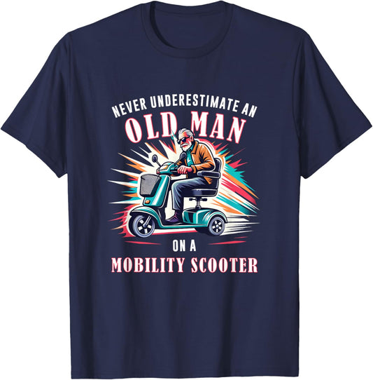 Funny Classic Old Man Mobility Scooter Rider T-Shirt - T-Shirt | Navy