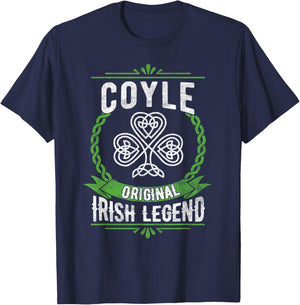 Coyle Irish Name Legend Shamrock St Patricks Day T-Shirt - T-Shirt | Navy