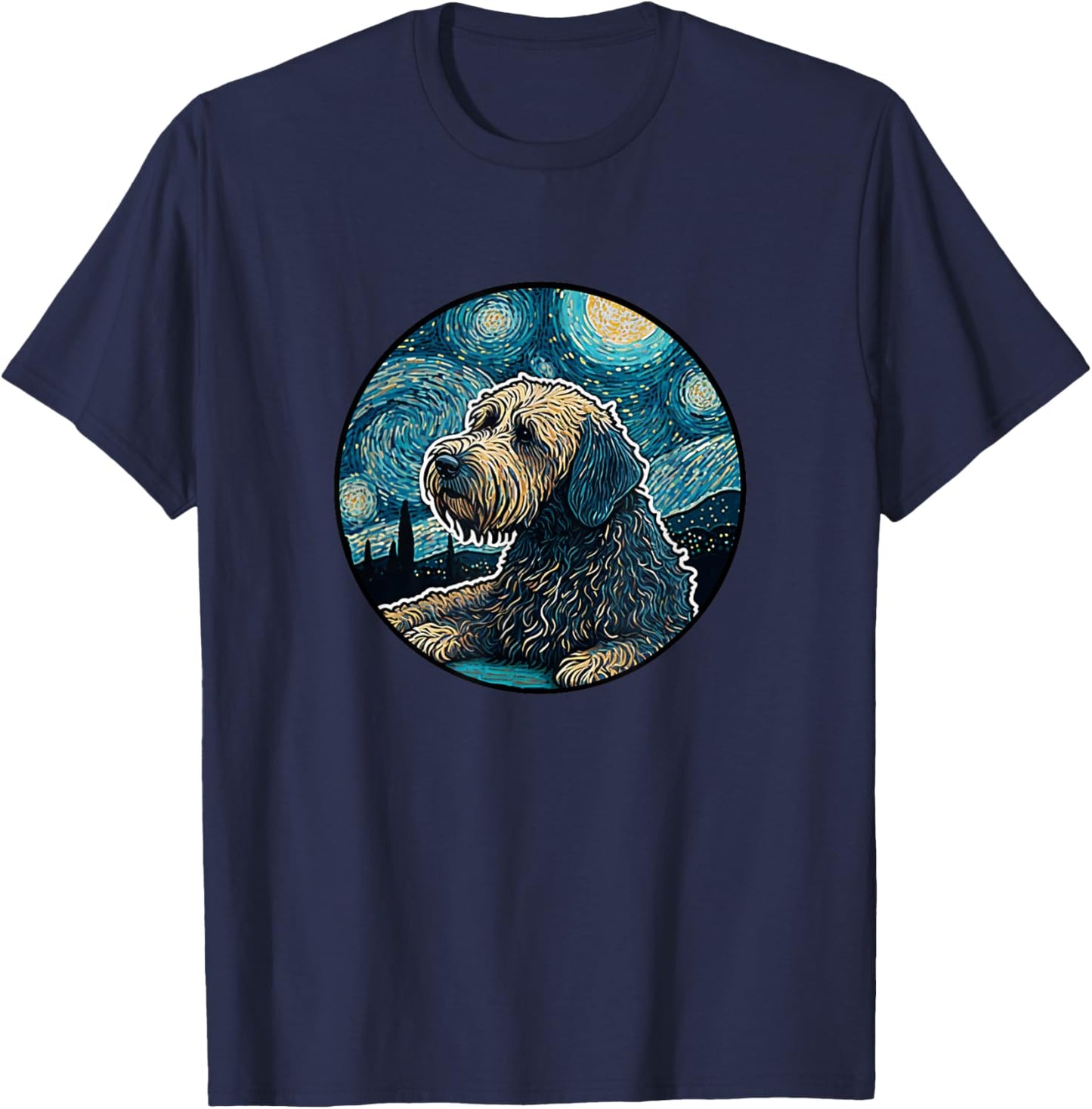 Whoodle Starry Night Painting Dog Mom Dad Women Girls Kids T-Shirt - T-Shirt | Navy